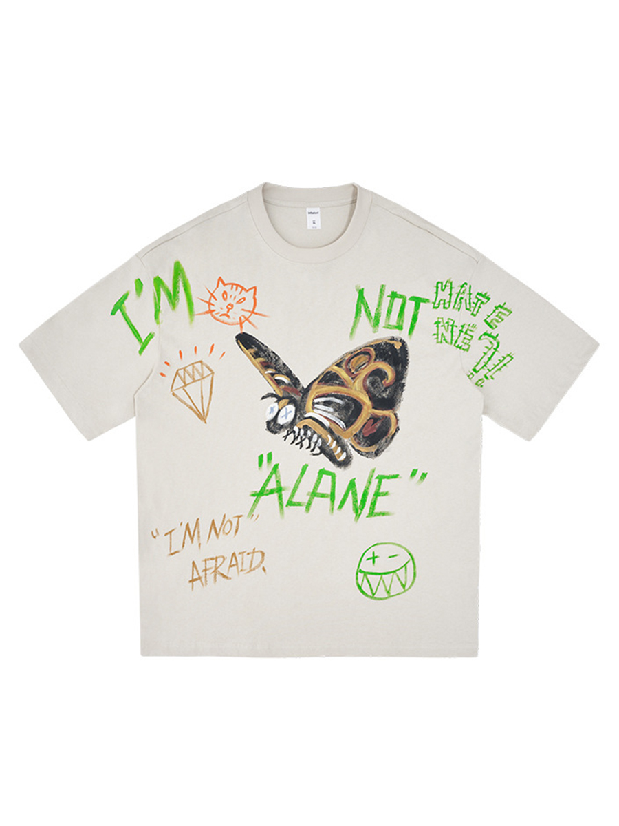 Graffiti Print Street Style Loose Short-sleeved T-shirt