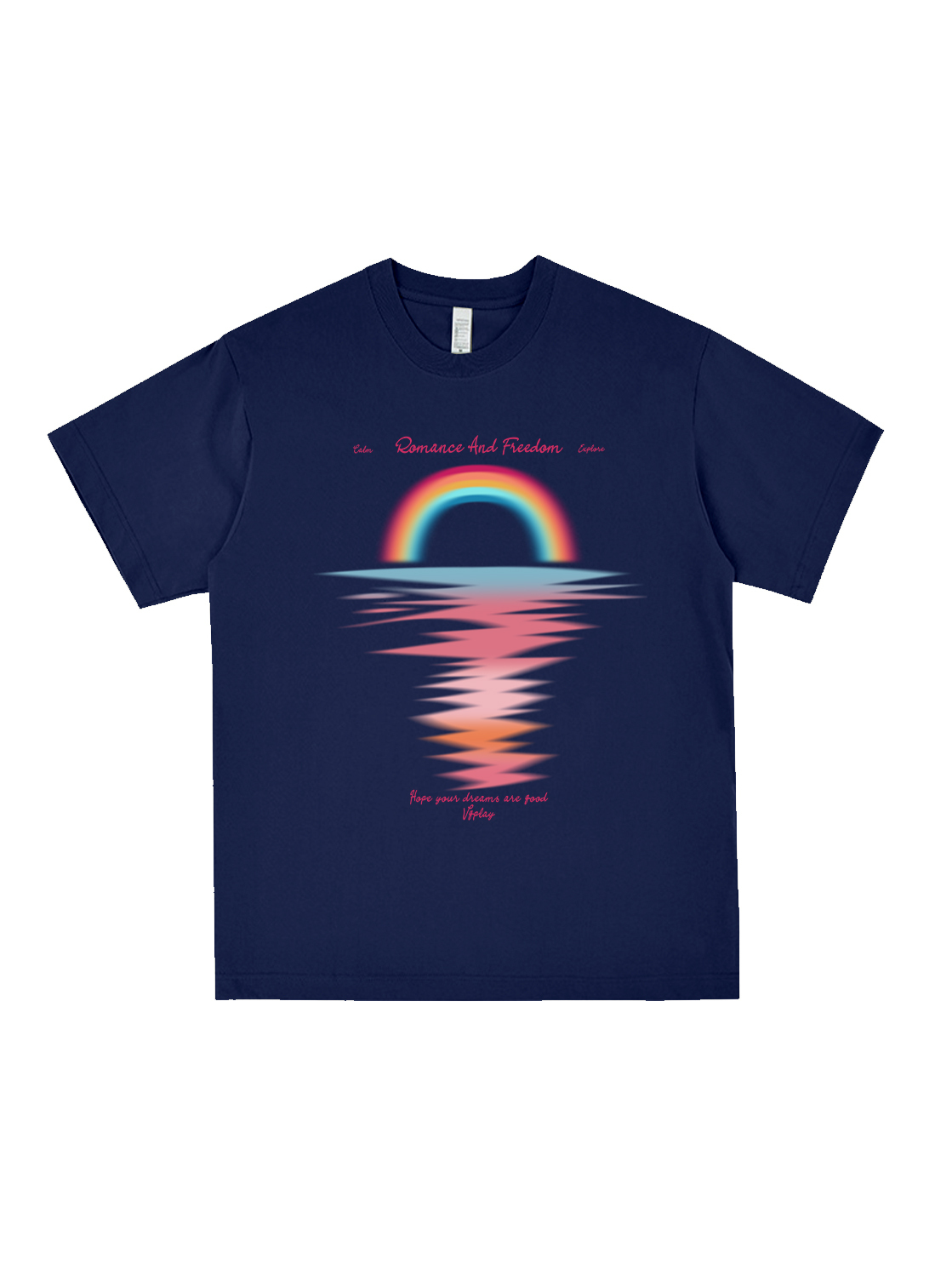 Rainbow Sunset Printed Short-sleeved Cotton T-shirt