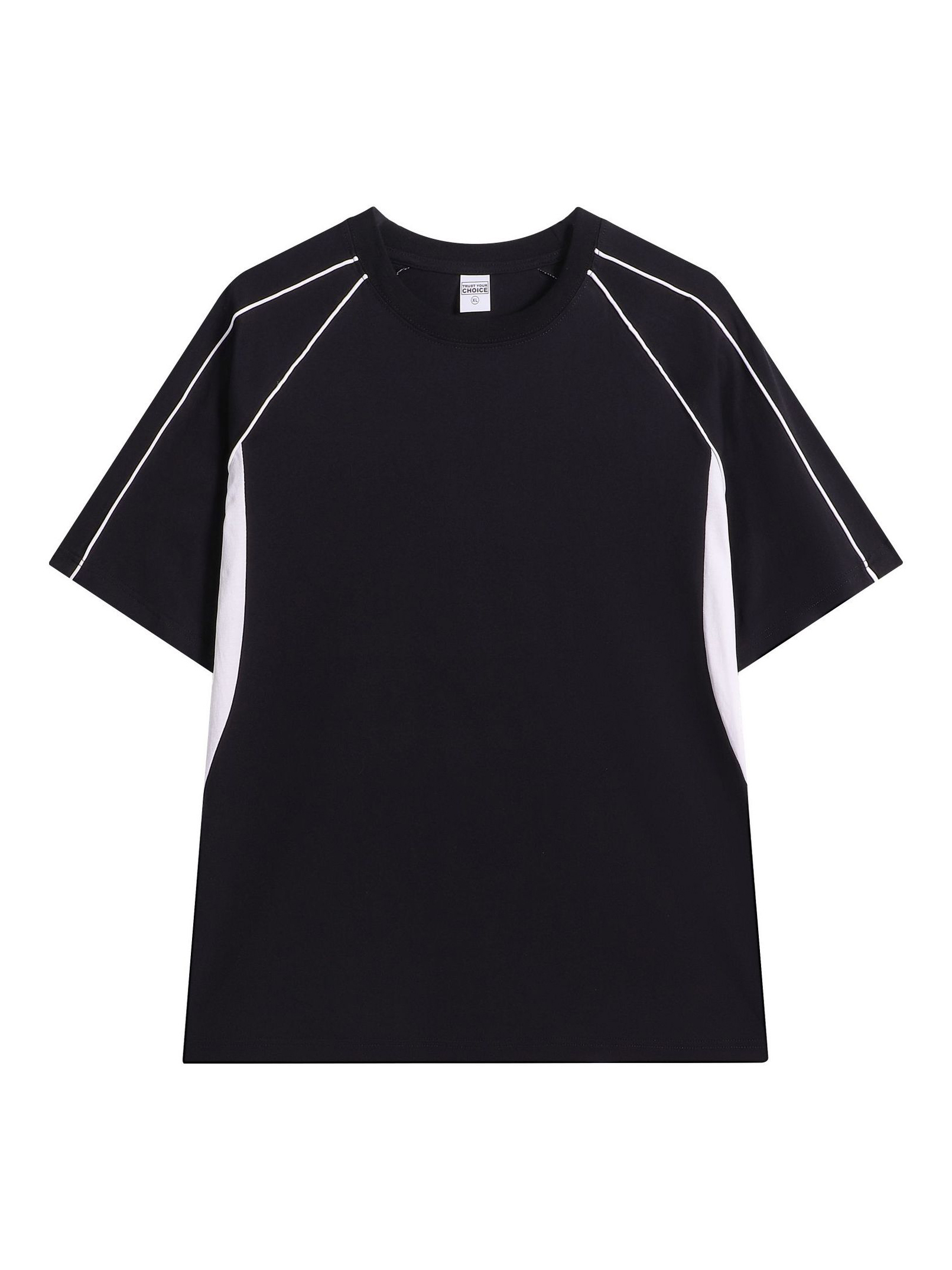 Color Block Crew Neck Heavyweight Cotton Relaxed Fit T-shirt With Geom