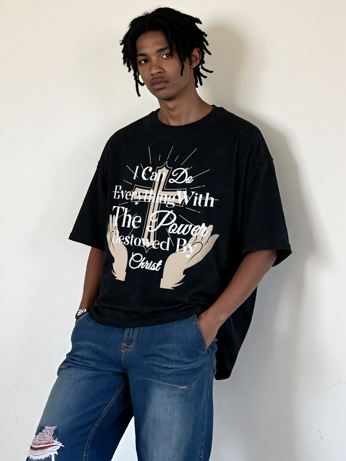 I Can Do Everything Printed Short-sleeved Cotton T-shirt