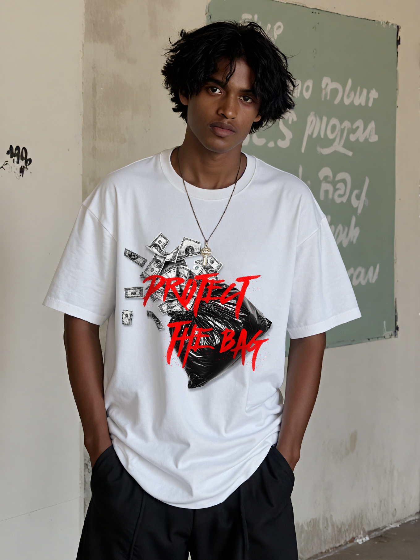 Protect The Bag Printed Short-sleeved Cotton T-shirt