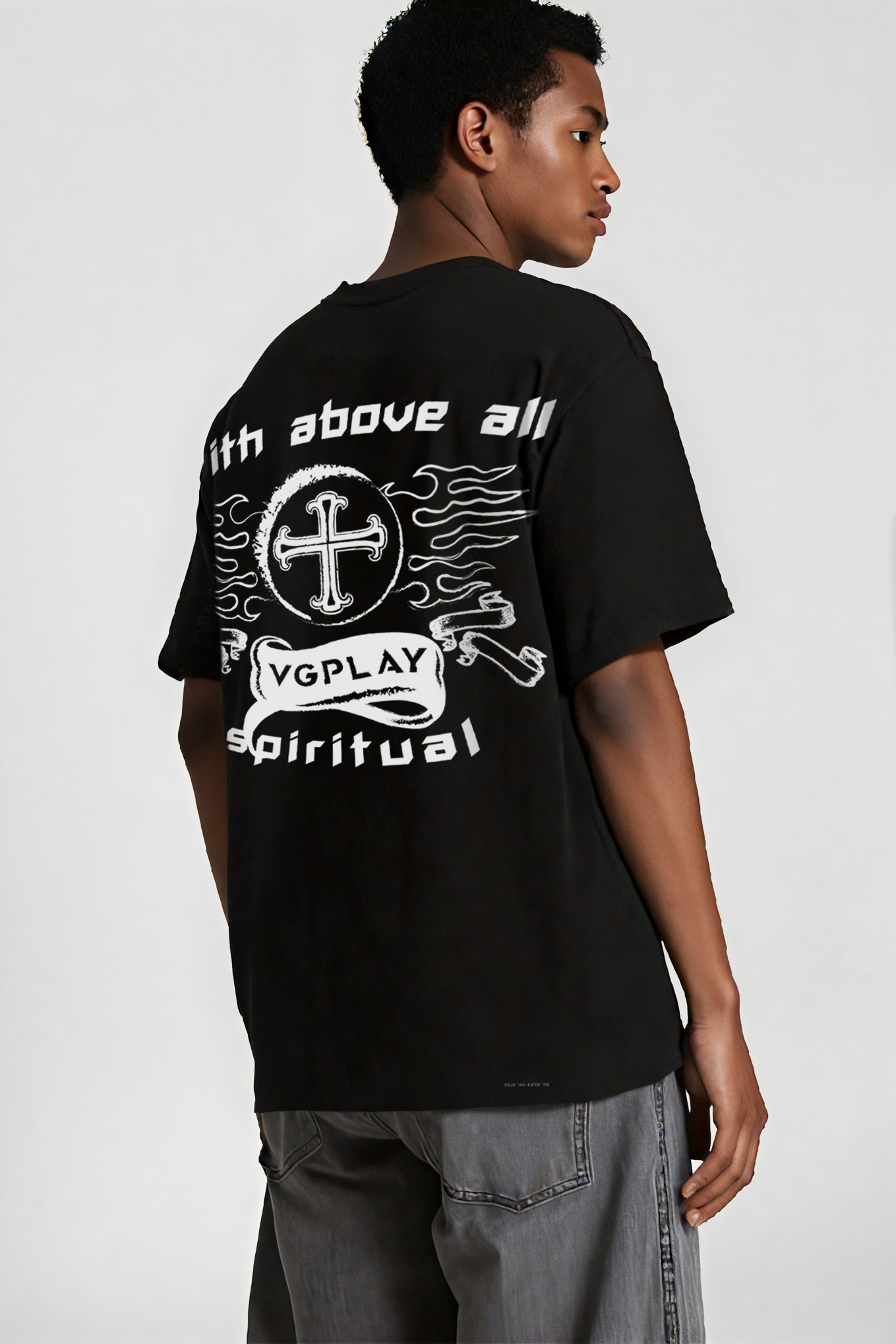 Faith Above All Printed Short-sleeved Cotton T-shirt