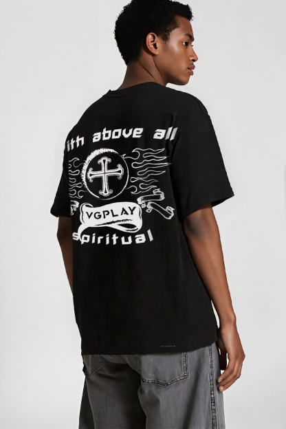 Faith Above All Printed Short-sleeved Cotton T-shirt
