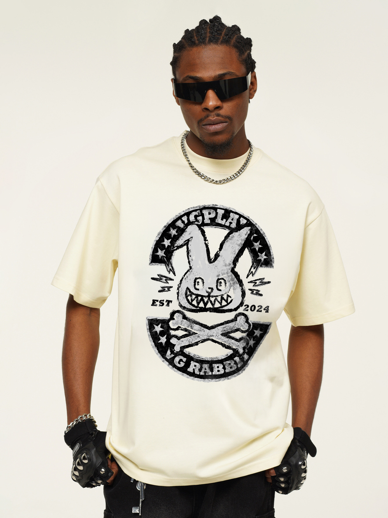 VG Rabbit Printed Short-sleeved Cotton T-shirt