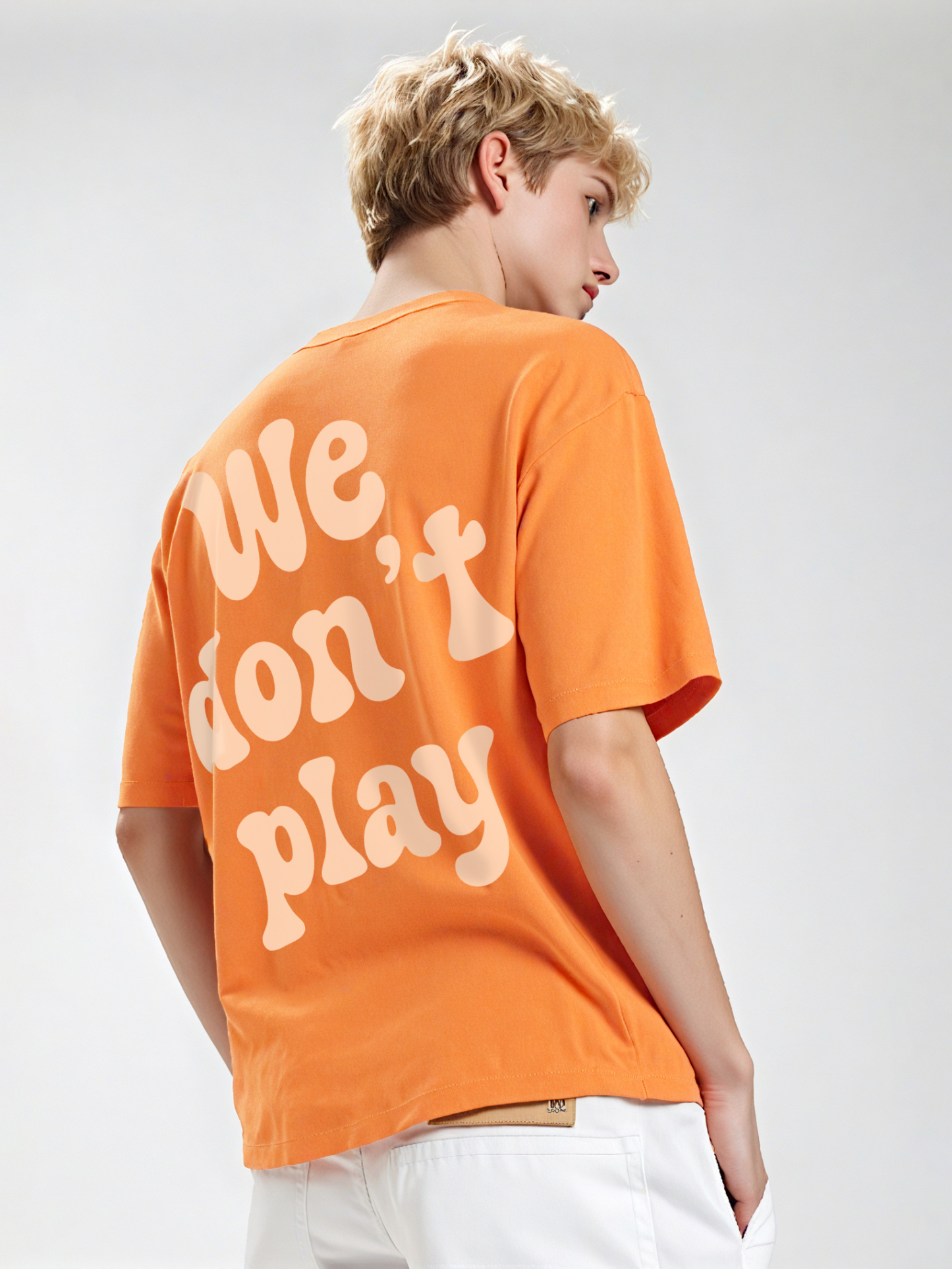 We Don't Play Printed Loose Cropped Tops Short-sleeved Cotton T-shirt