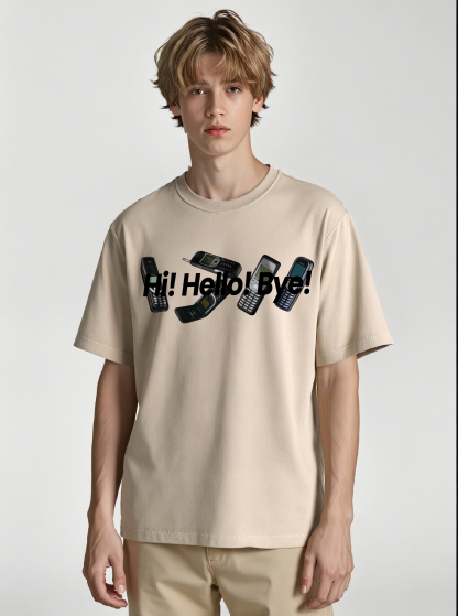 Make A Call Printed Short-sleeved Cotton T-shirt