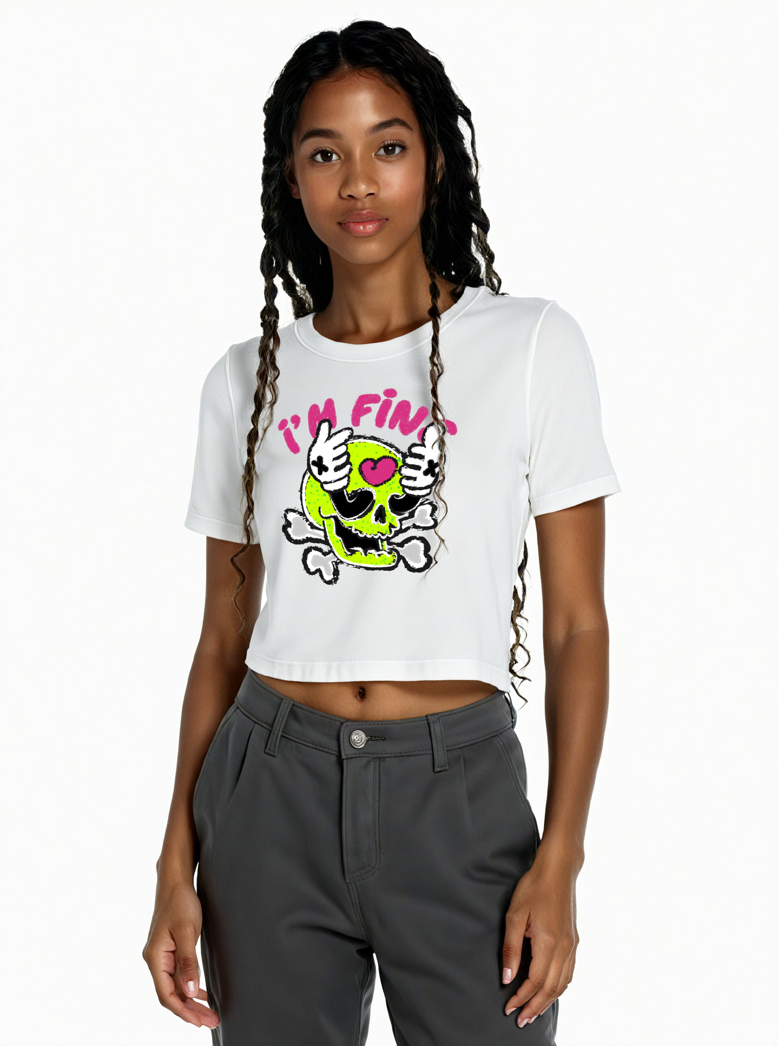 Im Fine Printed High Waist Waist-Defining Essential Short-sleeve Top For Women