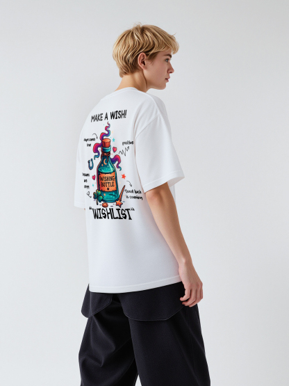 Make A Wish Printed Short-sleeved Cotton T-shirt