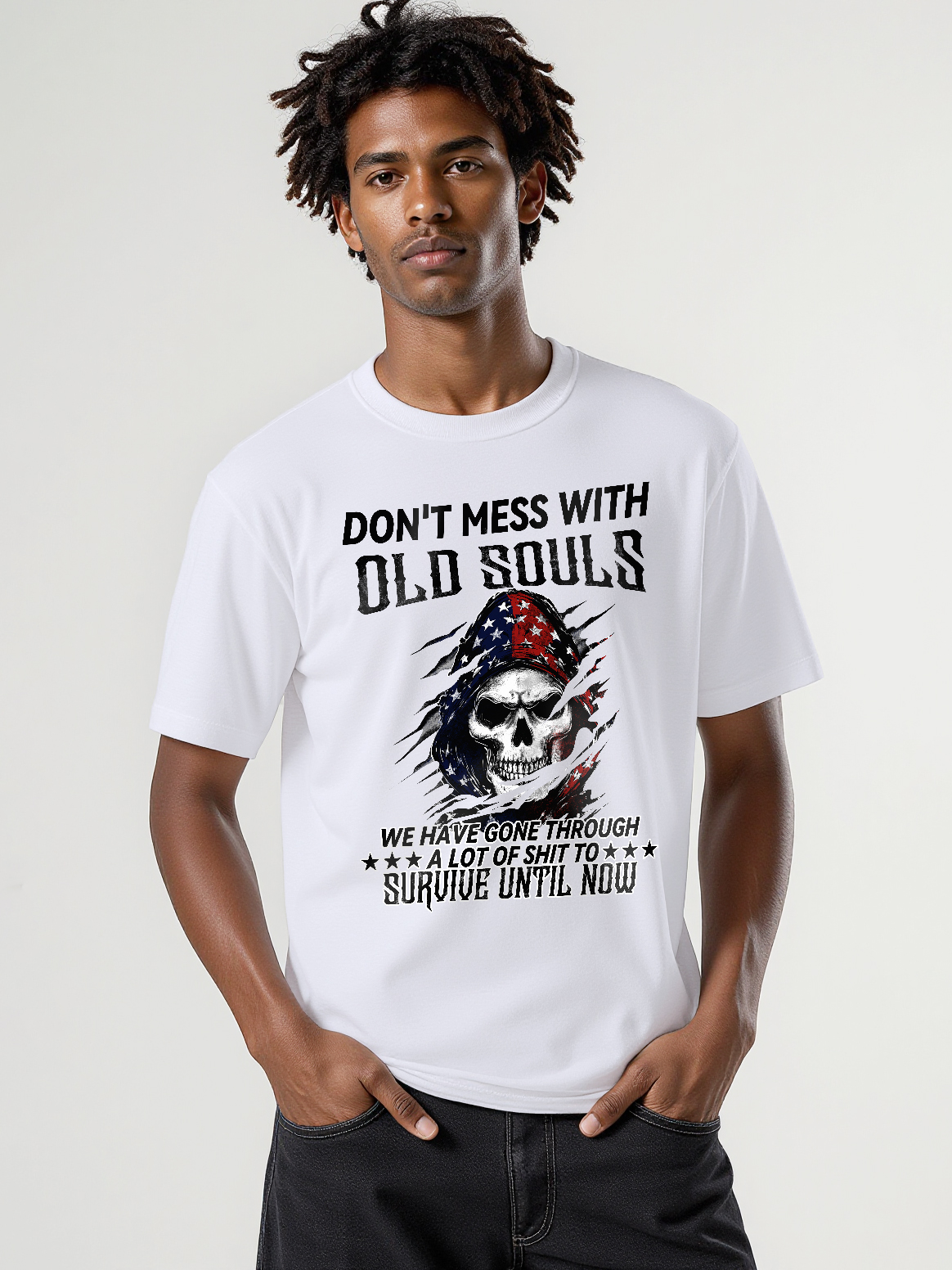 Old Souls Printed Short-sleeved Cotton T-shirt