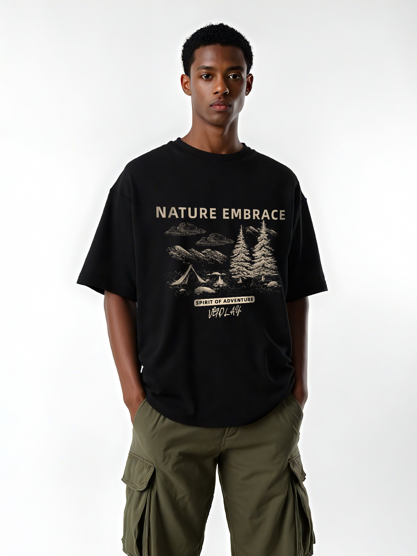 Nature Embrace Printed Short-sleeved Cotton T-shirt
