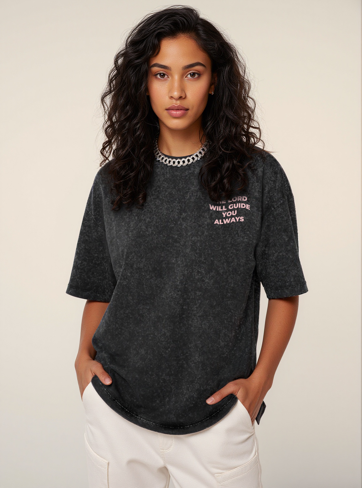 The Lord Printed Short-sleeved Washed Cotton T-shirt