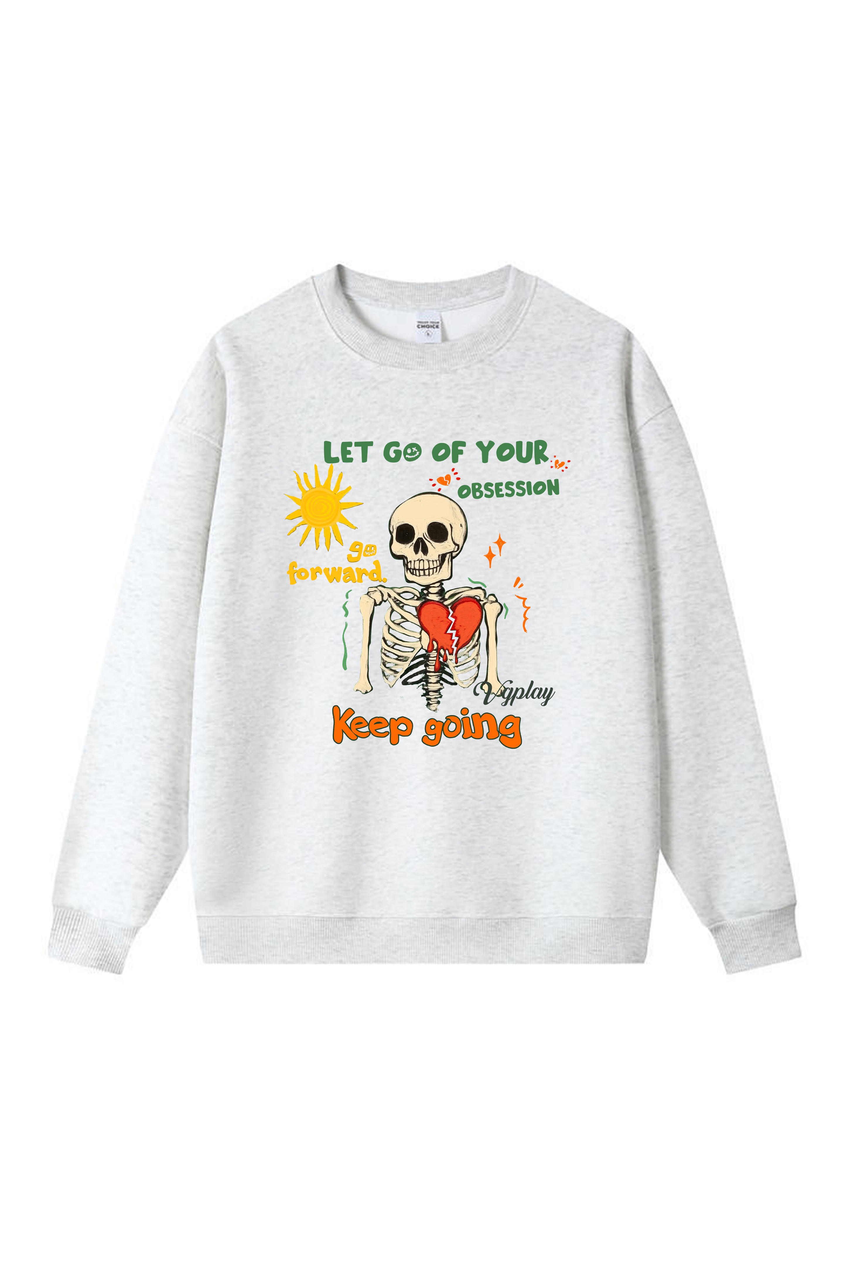 Keep Going Skull Print Long-sleeved Cotton T-shirt