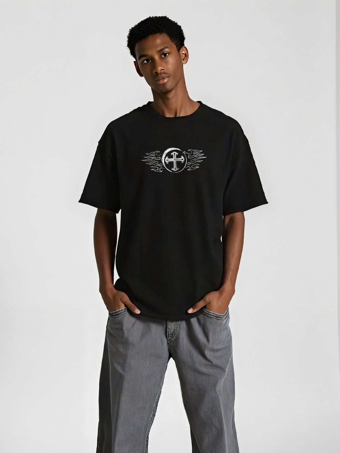 Faith Above All Printed Short-sleeved Cotton T-shirt