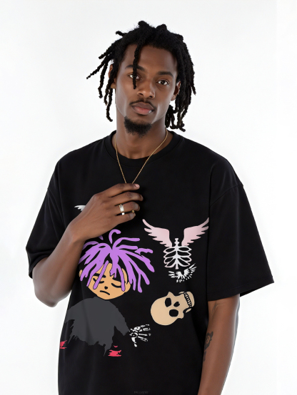 Skeleton Ghost Printed Short-sleeved Cotton T-shirt