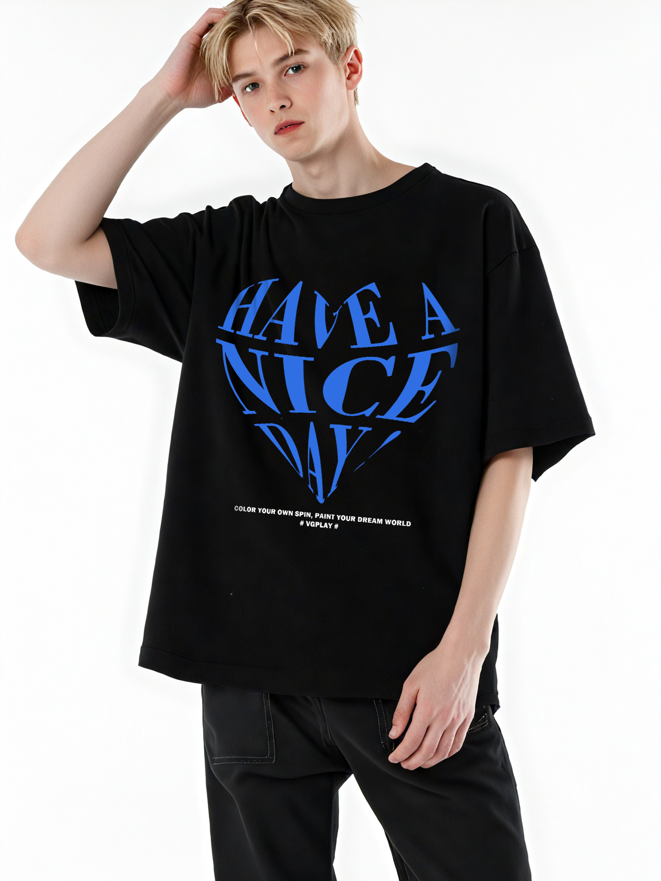 Have A Nice Day Loose Cropped Tops Short-sleeved Cotton T-shirt