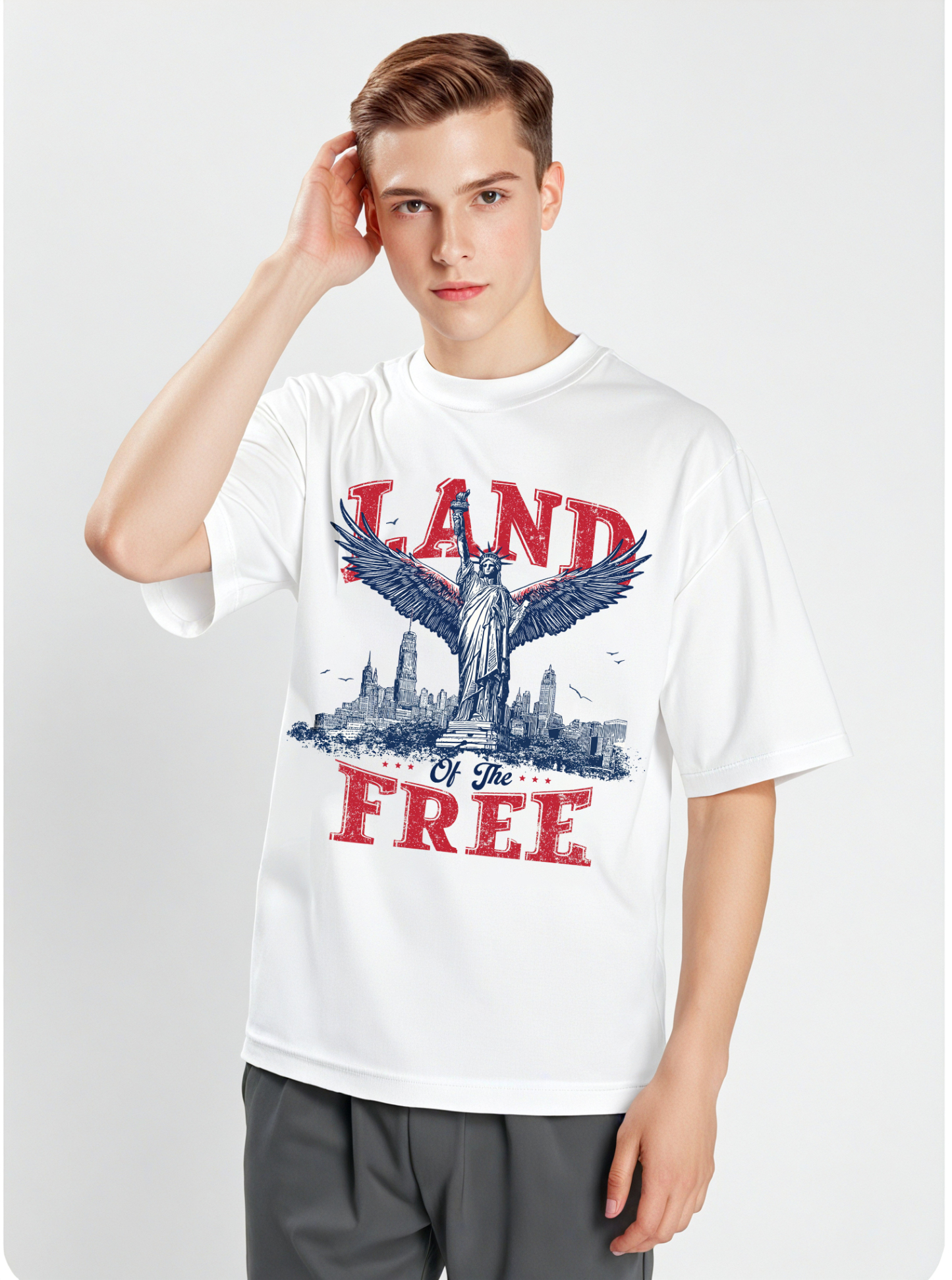 Land Of The Free Printed Short-sleeved Cotton T-shirt