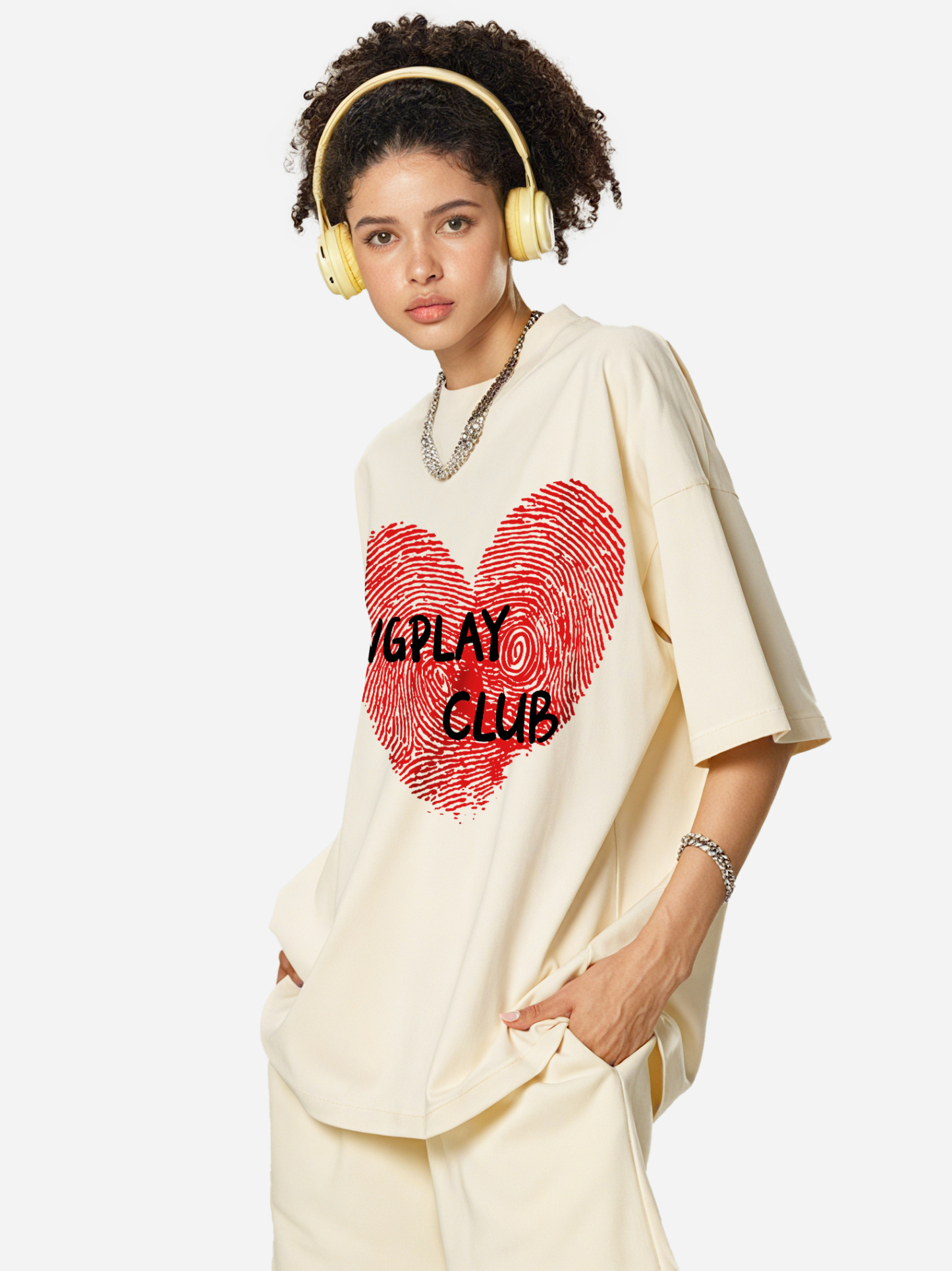 Fingerprint Of Love Loose Cropped Tops Short-sleeved Cotton T-shirt