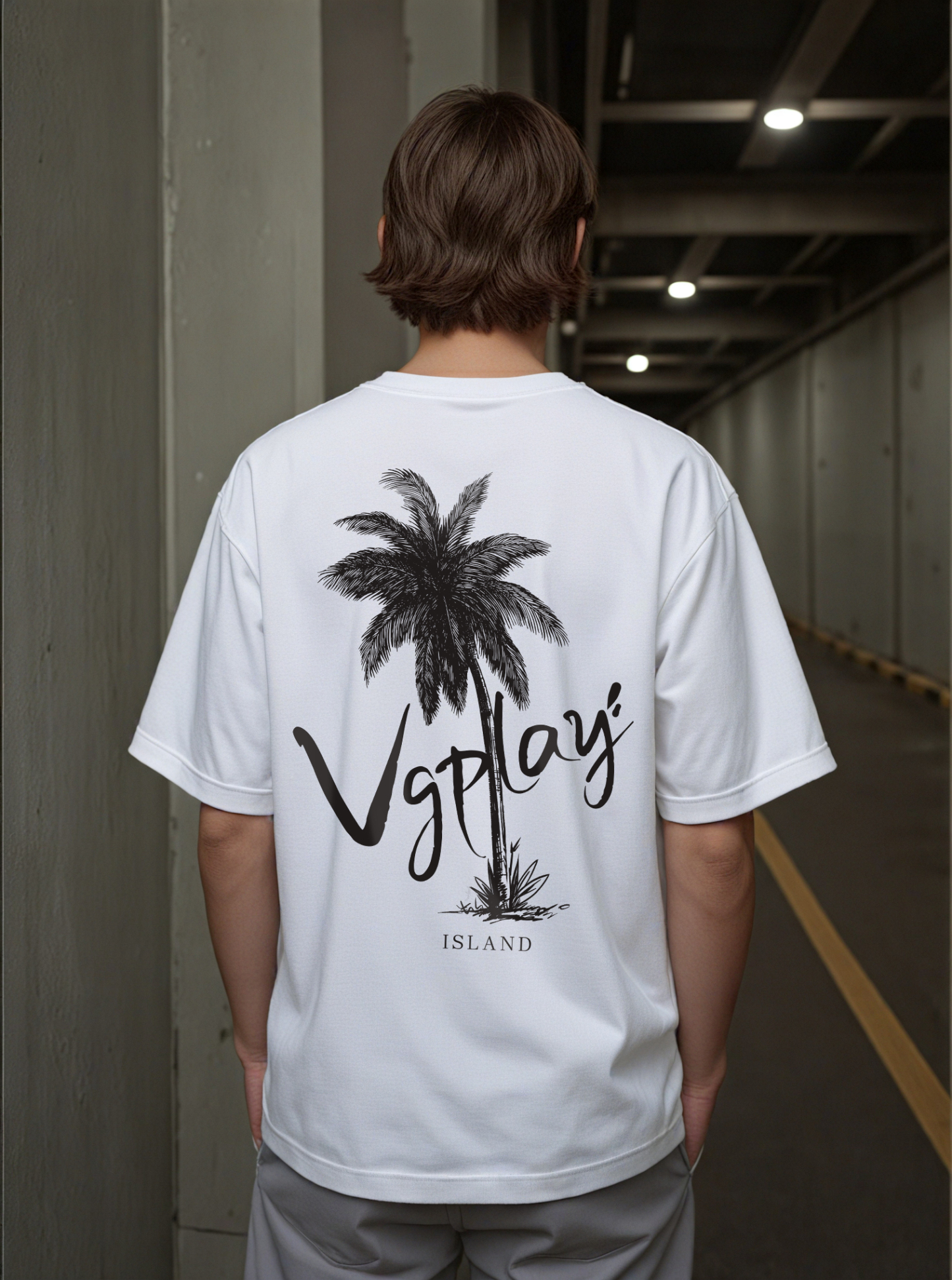 Vgplay Island Printed Short-sleeved Cotton T-shirt