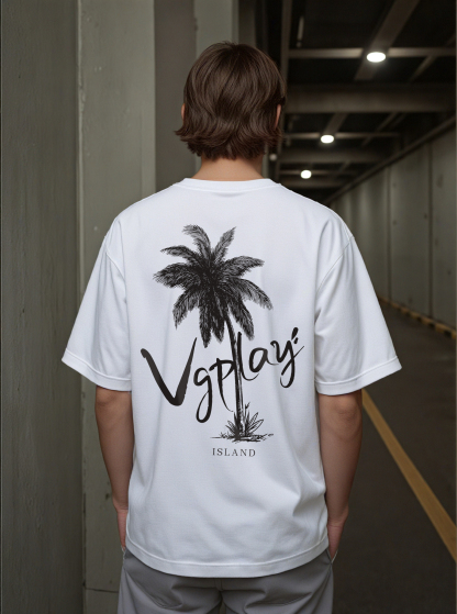 Vgplay Island Printed Short-sleeved Cotton T-shirt
