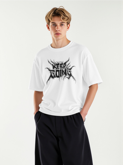 Keep Going Printed Short-sleeved Cotton T-shirt