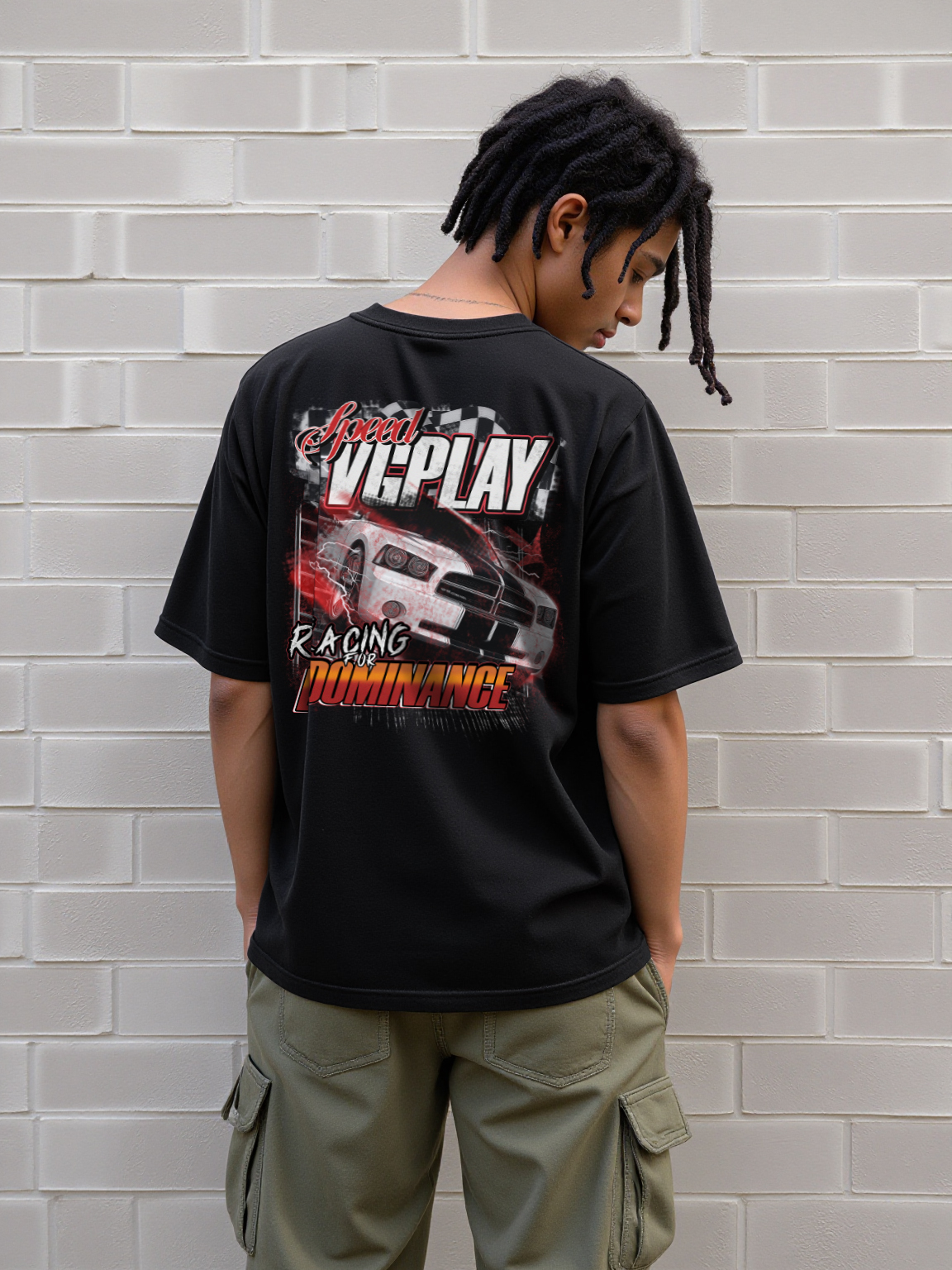 Racing For Dominance Printed Short-sleeved Cotton T-shirt