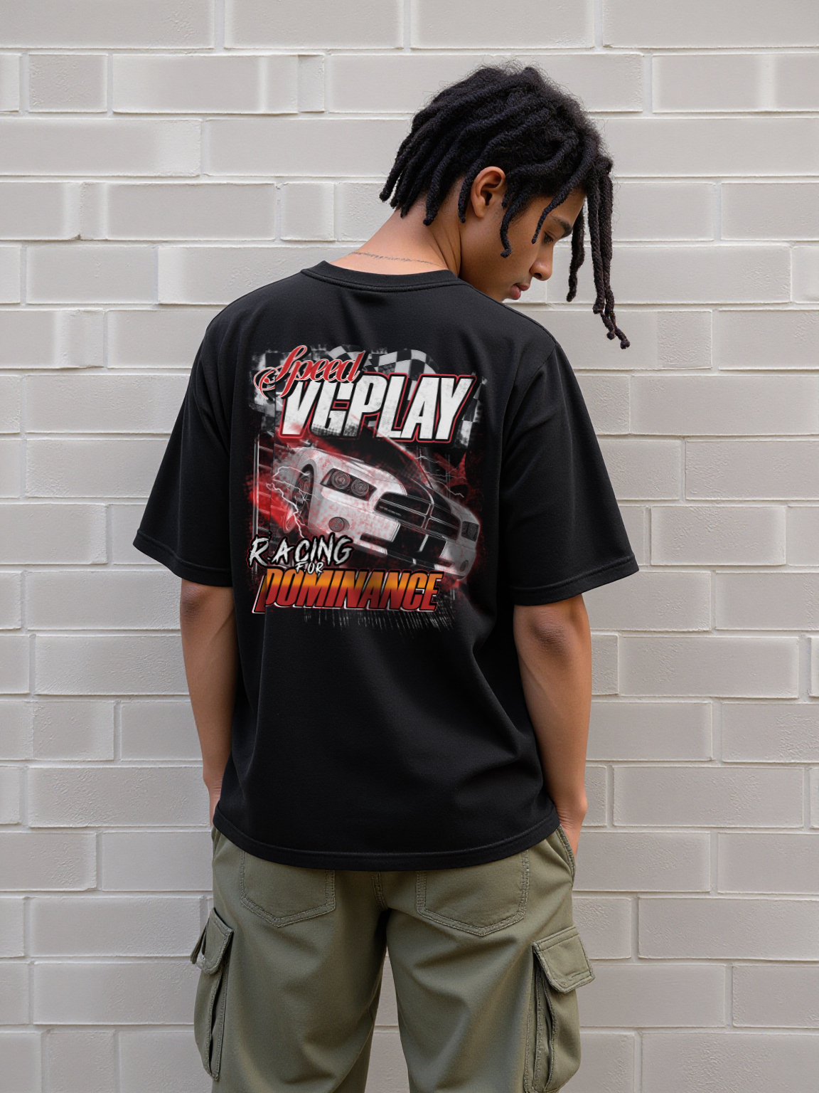 Racing For Dominance Printed Short-sleeved Cotton T-shirt