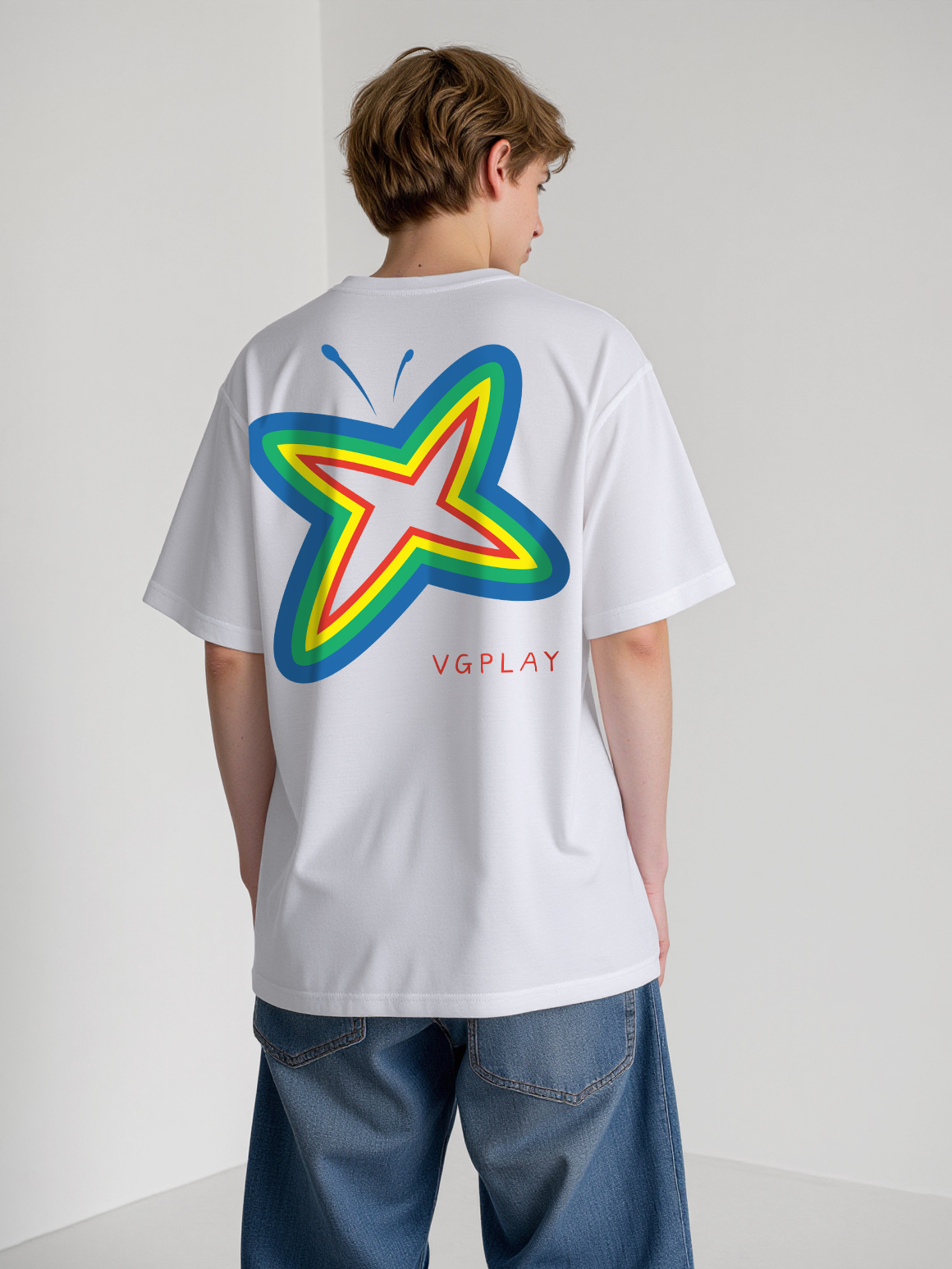 Rainbow Stars Printed Short-sleeved Cotton T-shirt