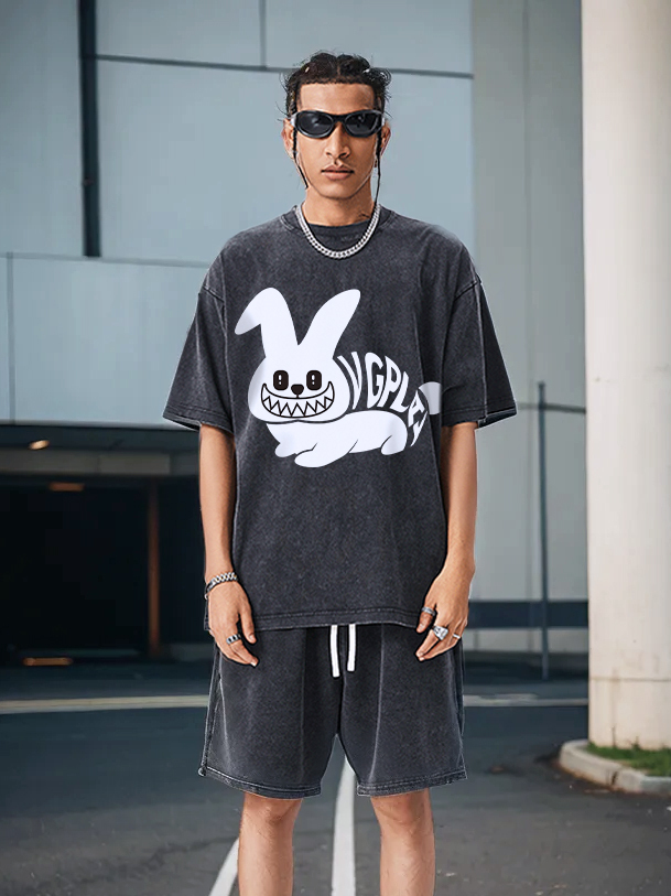 Vgplay Rabbit Printed Short-sleeved Cotton T-shirt