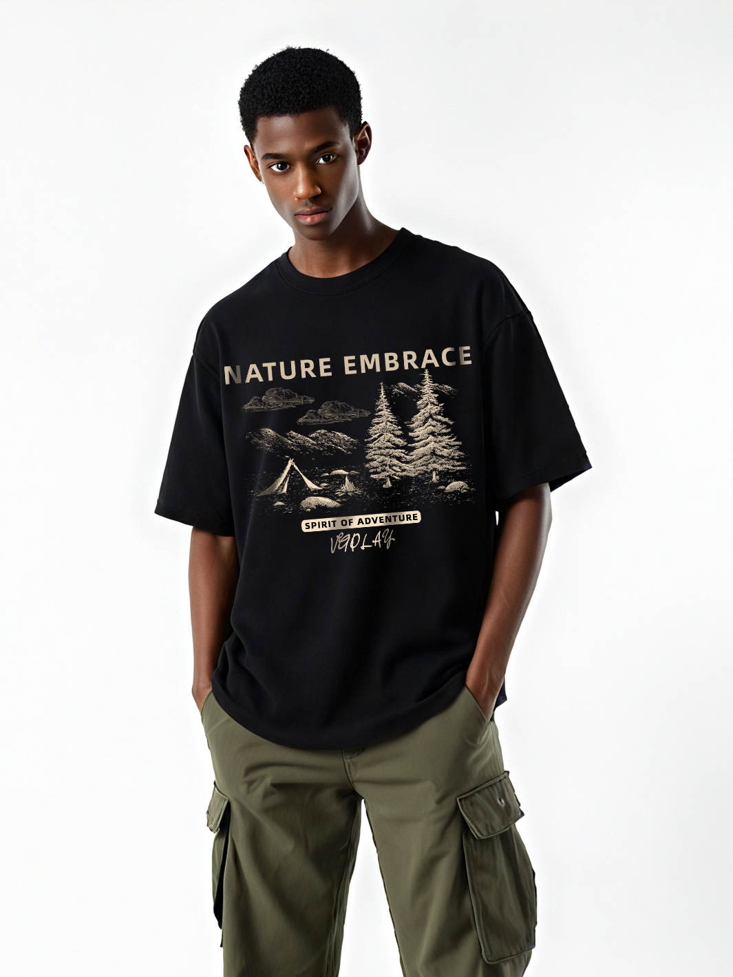 Nature Embrace Printed Short-sleeved Cotton T-shirt