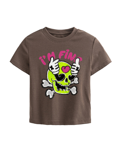 Im Fine Printed High Waist Waist-Defining Essential Short-sleeve Top For Women