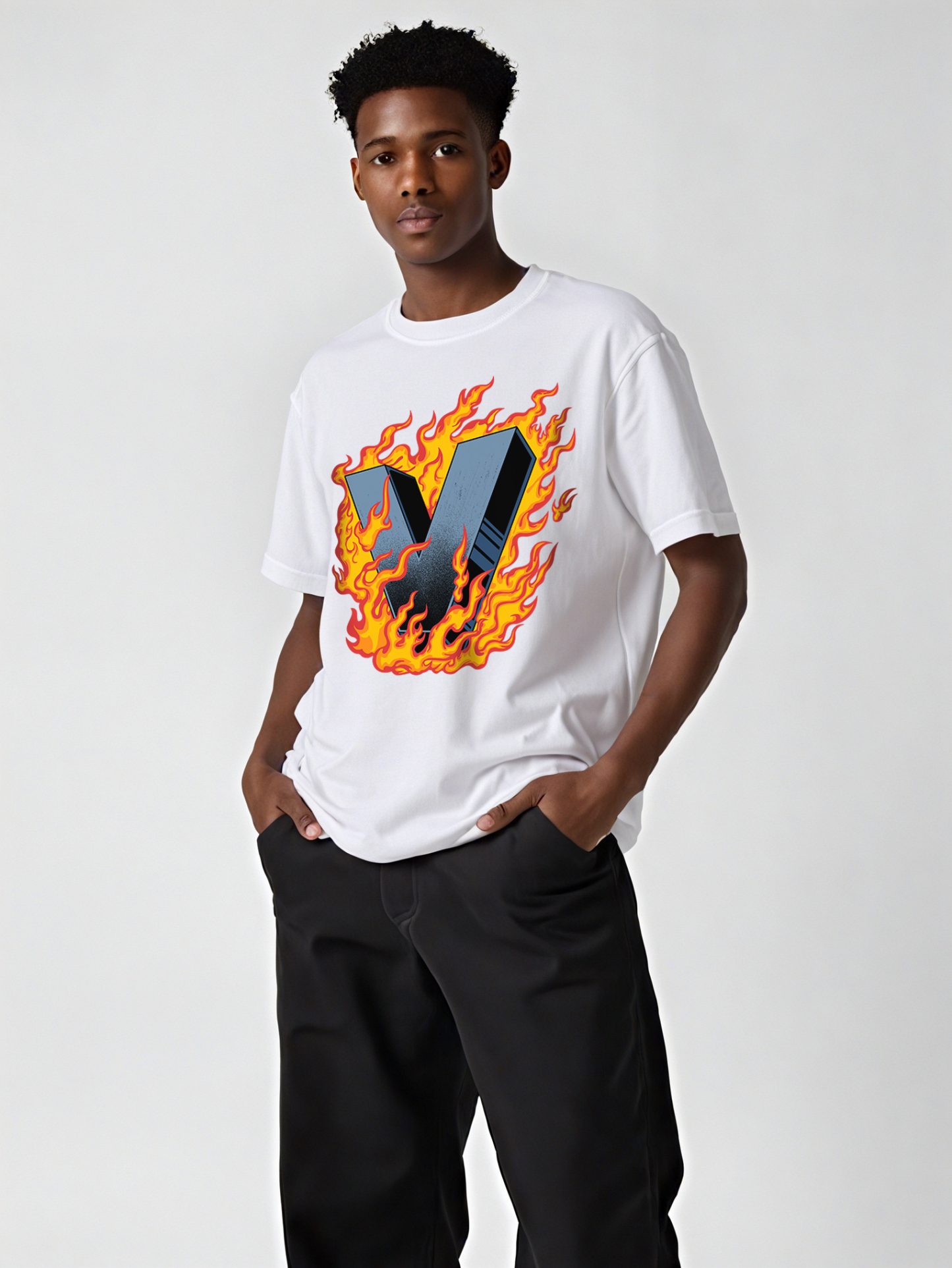 Burning V Printed Short-sleeved Cotton T-shirt