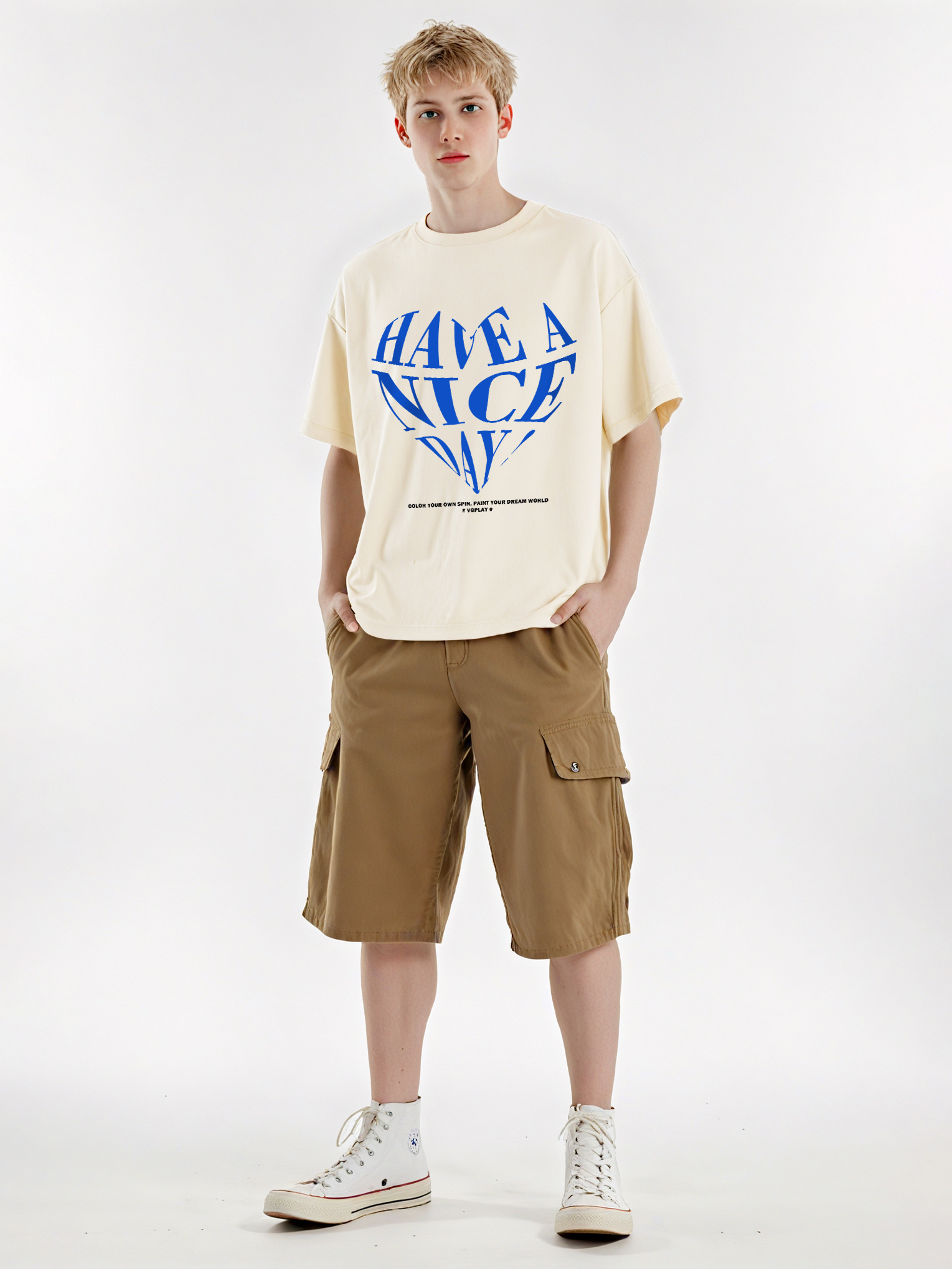 Have A Nice Day Loose Cropped Tops Short-sleeved Cotton T-shirt