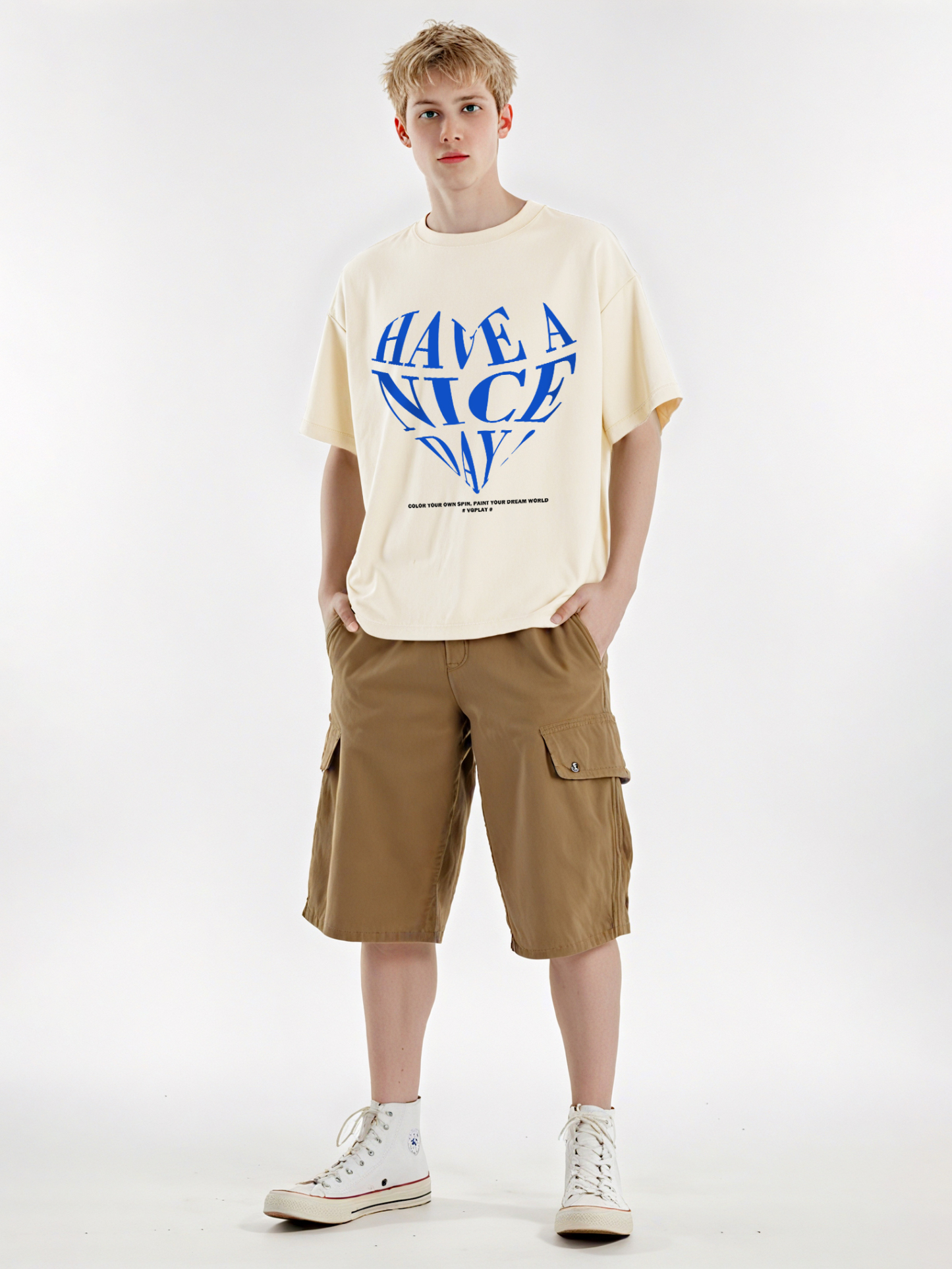 Have A Nice Day Loose Cropped Tops Short-sleeved Cotton T-shirt