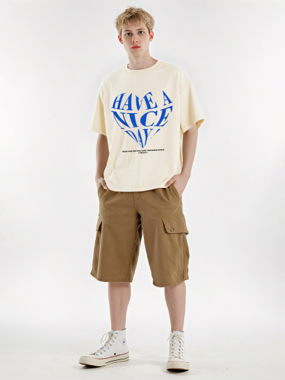 Have A Nice Day Loose Cropped Tops Short-sleeved Cotton T-shirt