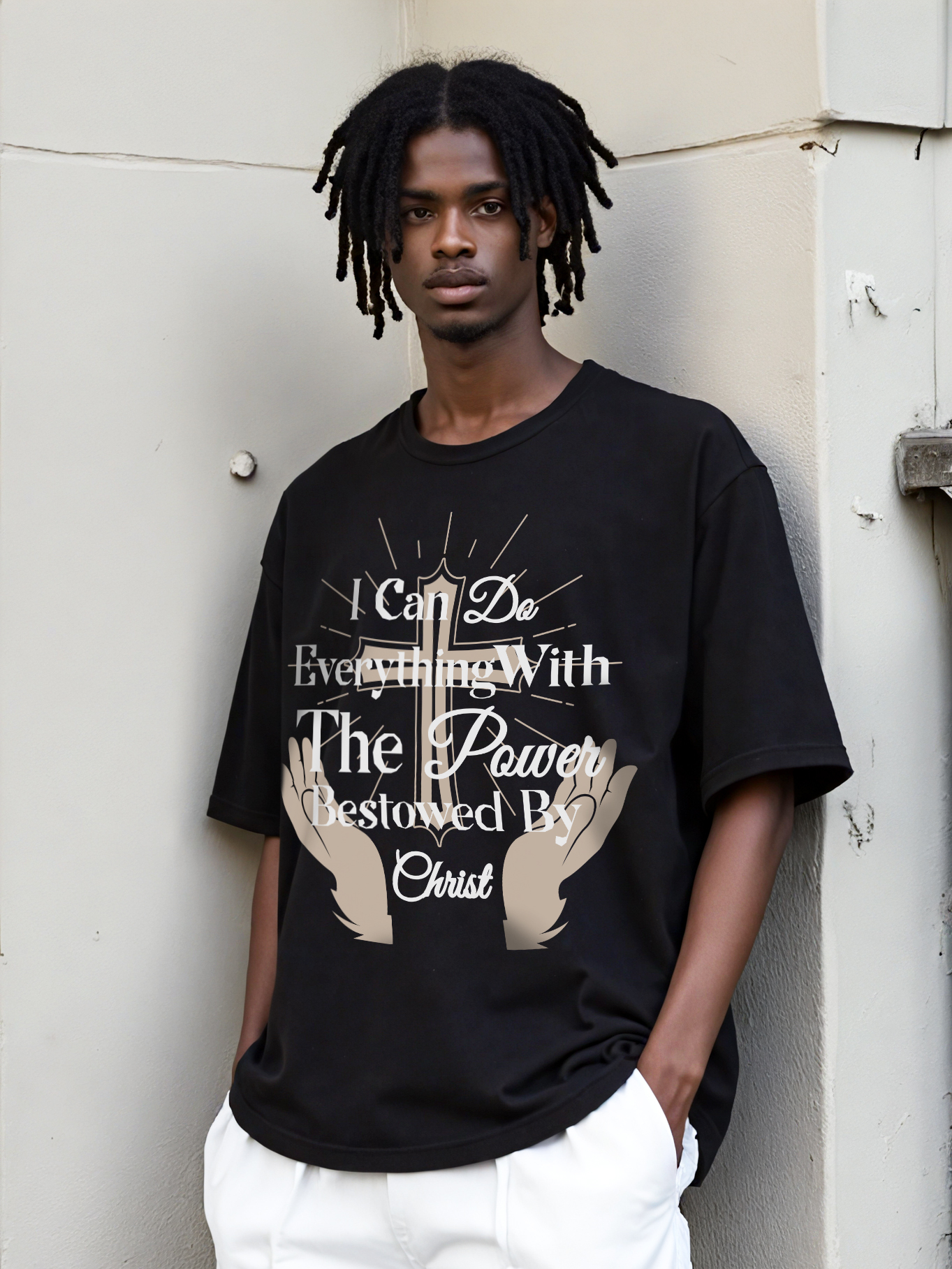 I Can Do Everything Printed Short-sleeved Cotton T-shirt