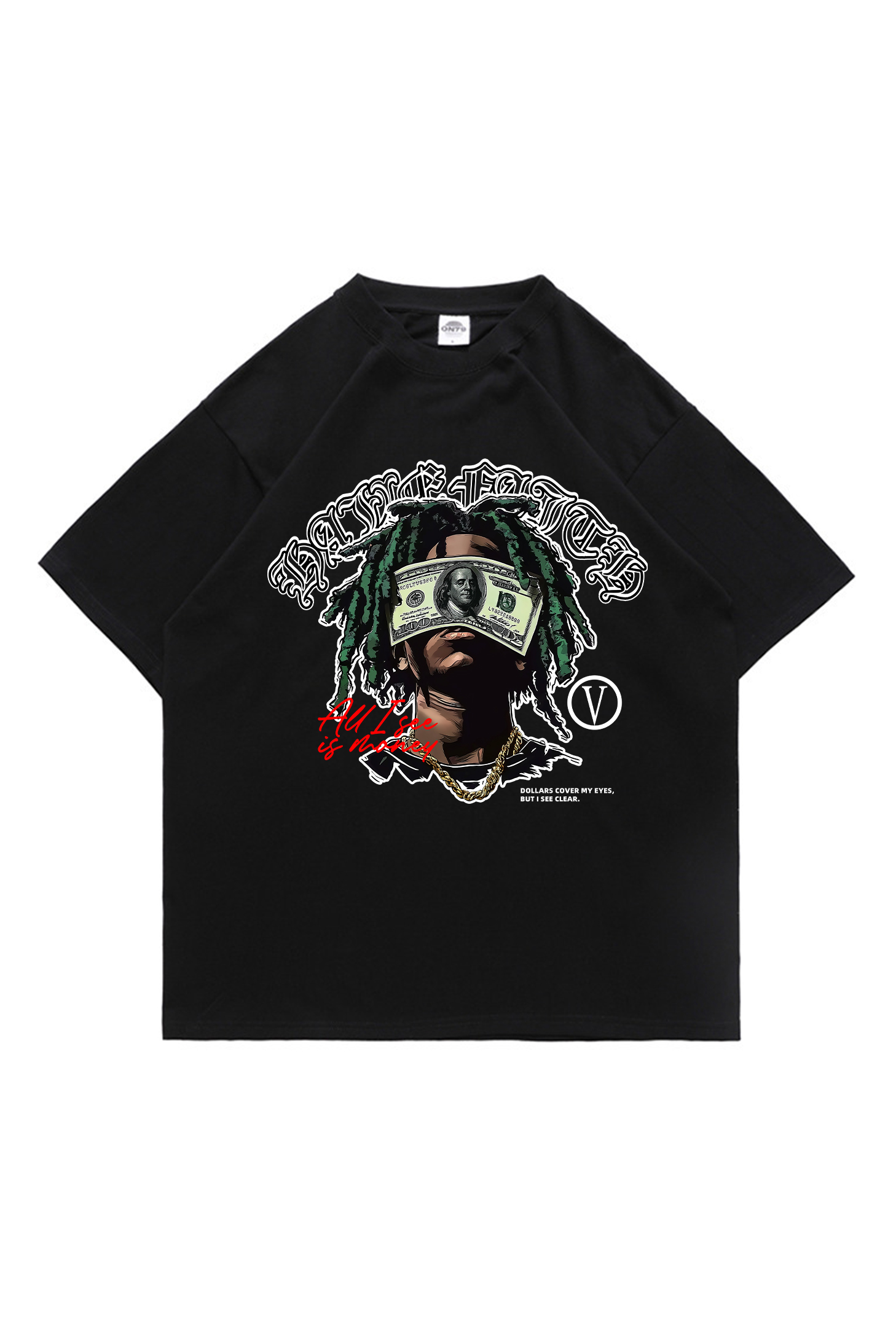 All I See Is Money Printed Short-sleeved Cotton T-shirt