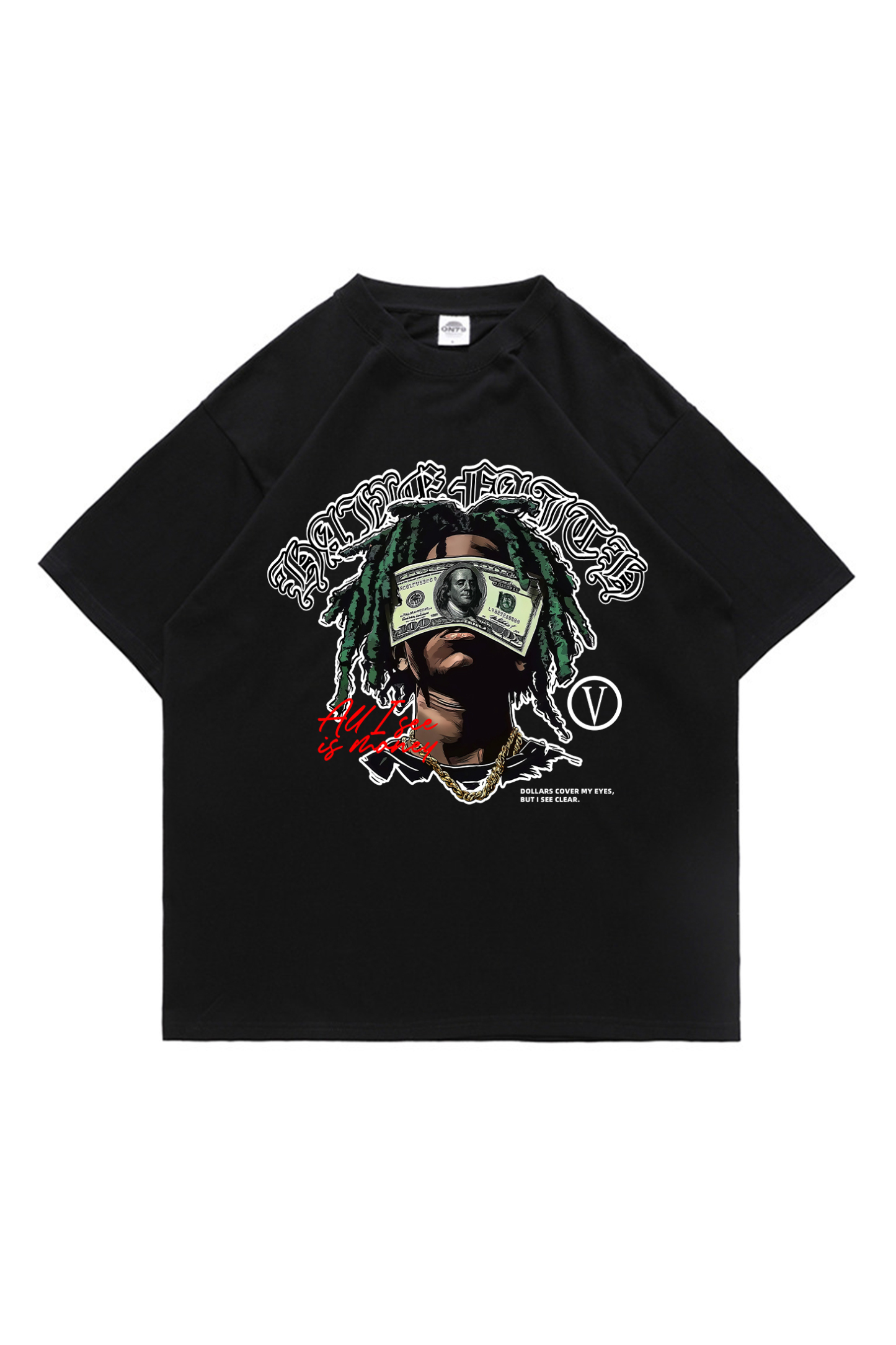 All I See Is Money Printed Short-sleeved Cotton T-shirt