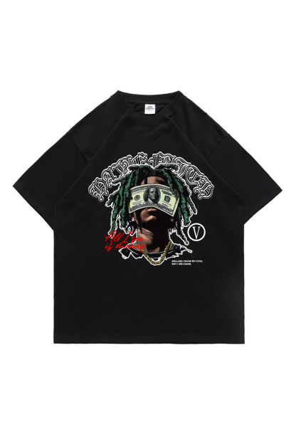 All I See Is Money Printed Short-sleeved Cotton T-shirt