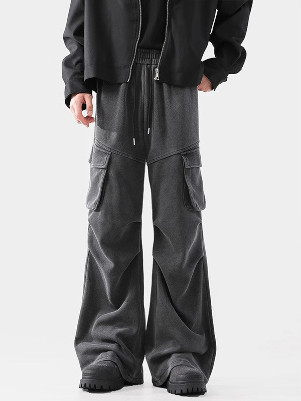 Crinkle Wash And Tactical Drape Relaxed Workwear Pants