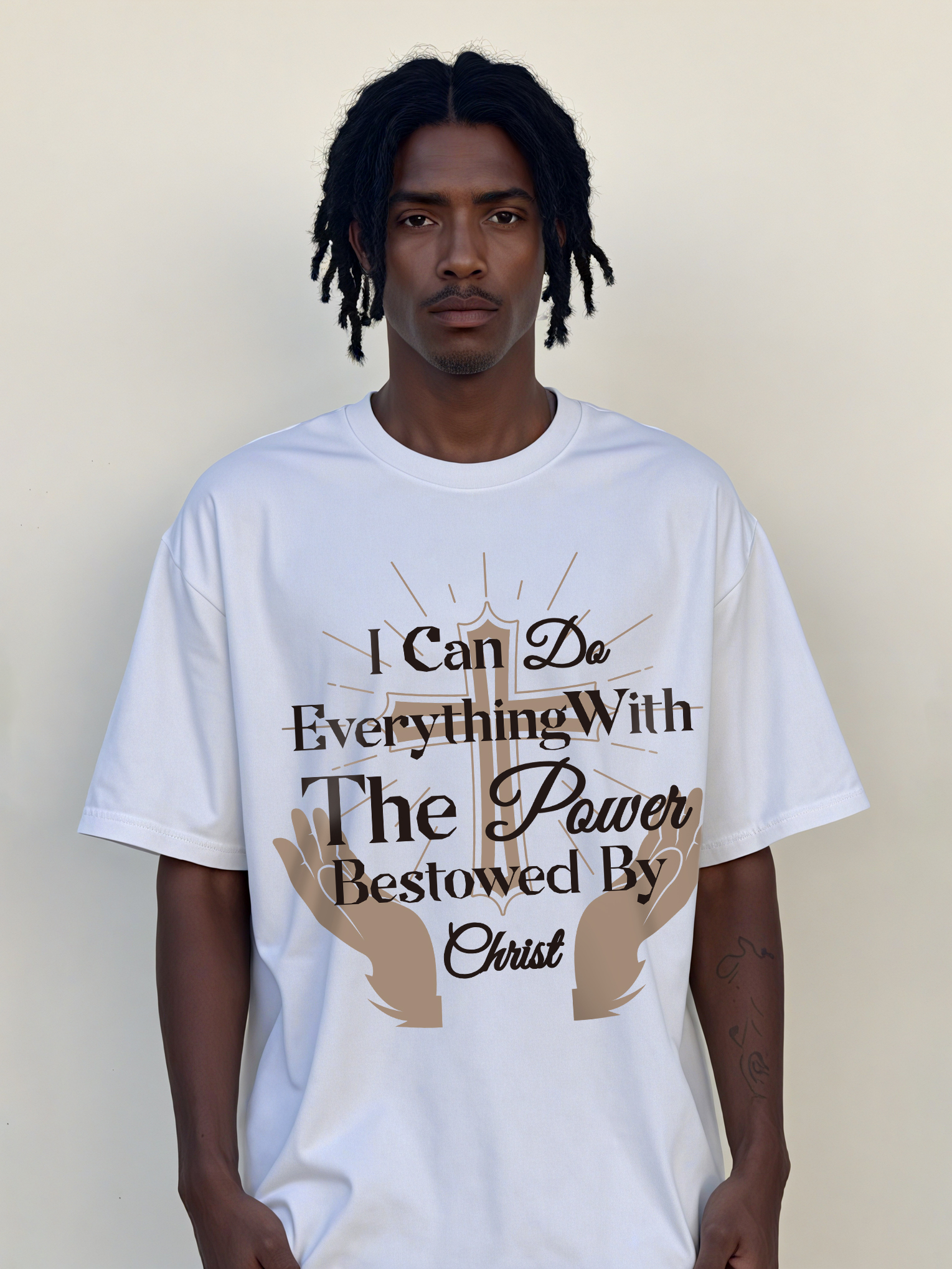 I Can Do Everything Printed Short-sleeved Cotton T-shirt