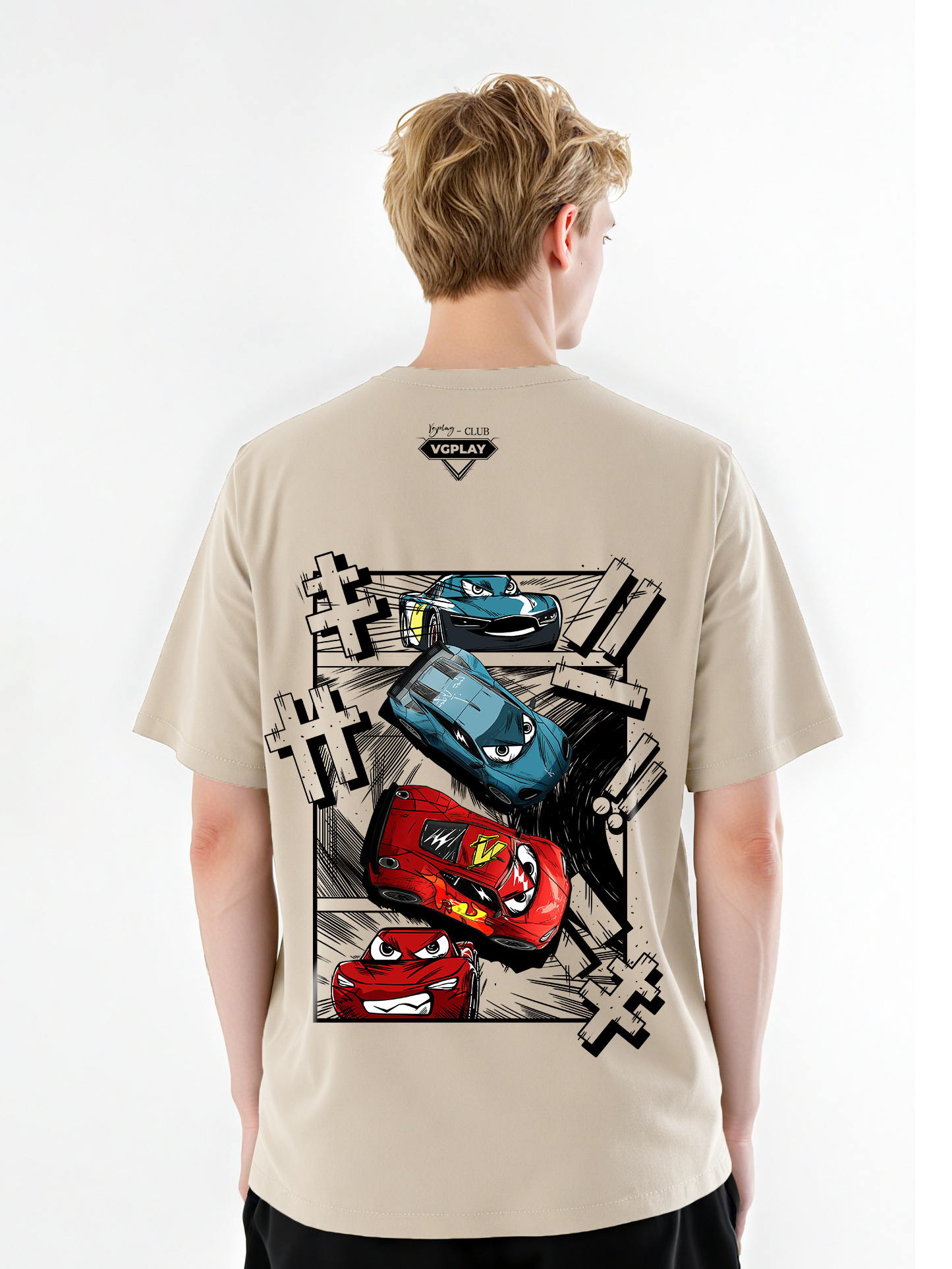 Comic Racing Printed Short-sleeved Cotton T-shirt