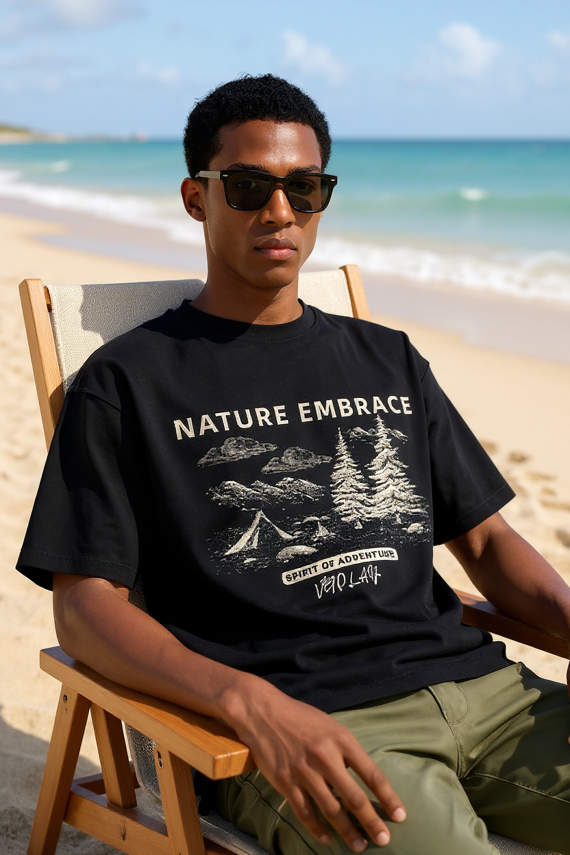 Nature Embrace Printed Short-sleeved Cotton T-shirt