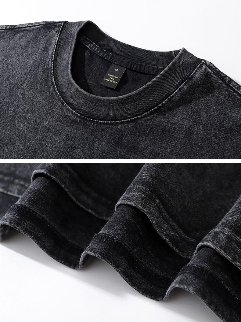 Hiphop Washed Retro Racing Print Short-sleeved T-shirt