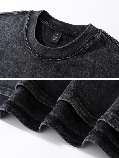 Hiphop Washed Retro Racing Print Short-sleeved T-shirt