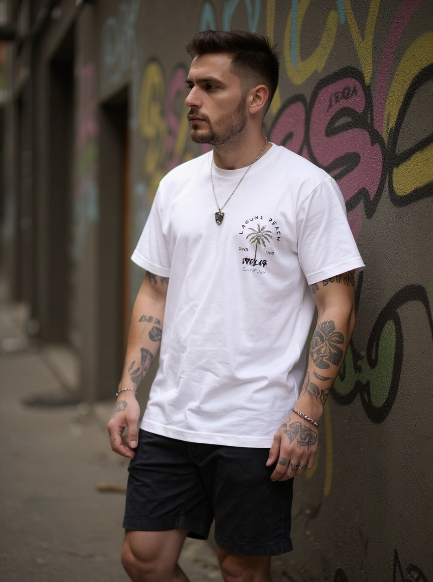 Laguna Beach Printed Short-sleeved Cotton T-shirt