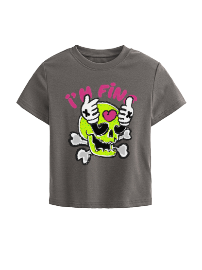 Im Fine Printed High Waist Waist-Defining Essential Short-sleeve Top For Women