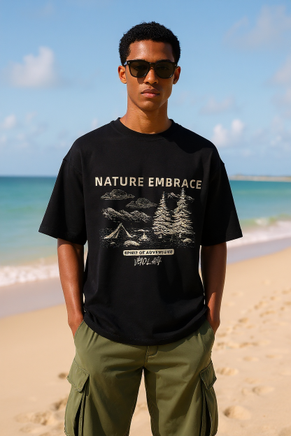 Nature Embrace Printed Short-sleeved Cotton T-shirt