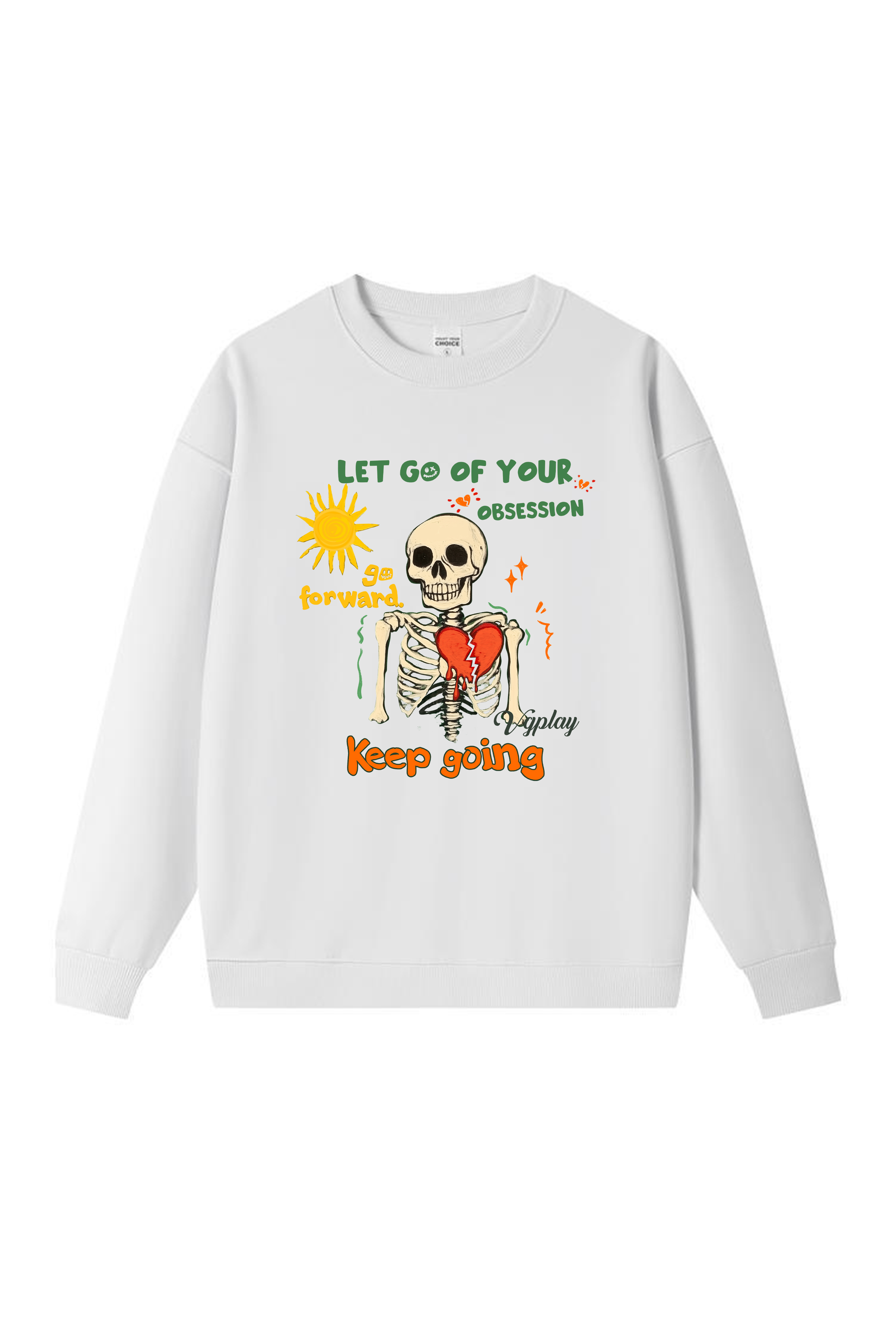 Keep Going Skull Print Long-sleeved Cotton T-shirt