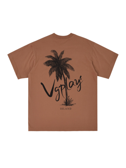Vgplay Island Printed Short-sleeved Cotton T-shirt