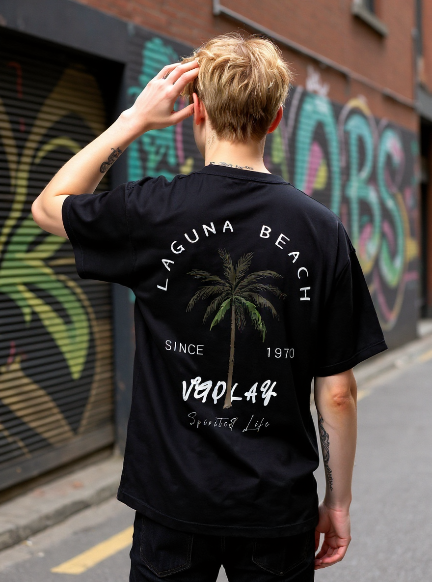 Laguna Beach Printed Short-sleeved Cotton T-shirt